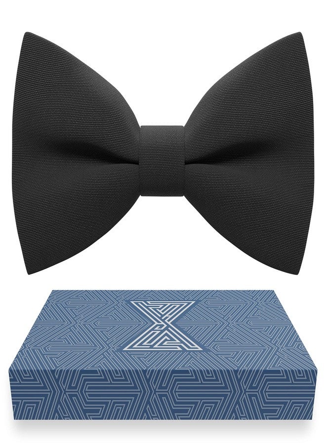Bow Tie House ربطات عنق سوداء أنيقة للرجال من متجر Bow Tie House - ربطة عنق قماشية جاهزة للجنسين قابلة للتعديل، كبيرة وملونة، مناسبة لحفلات الزفاف والخطوبة، متوفرة في المتجر (كبيرة، سوداء). - Image 1
